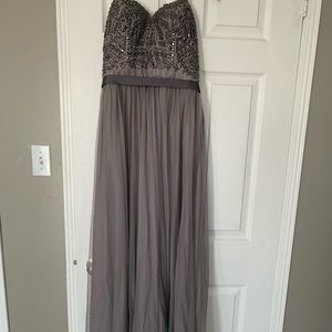 Le Chateau Grey Strapless Embellished Dress